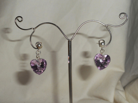 Pendientes de corazón de cristal Swarovski en plata 925