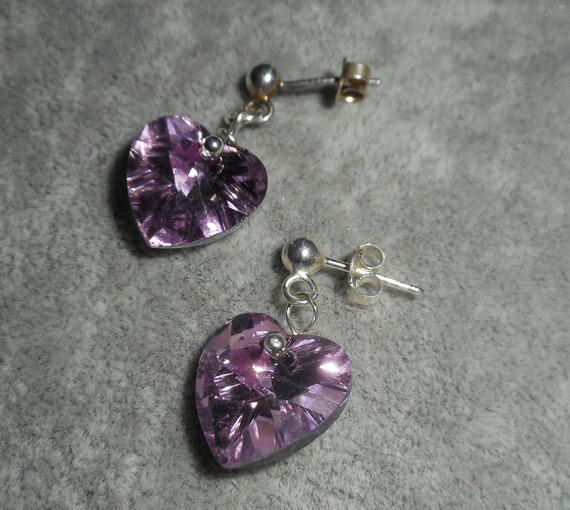 Pendientes de corazón de cristal Swarovski en plata 925