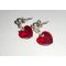 Boucles d'oreilles coeur rouge en cristal de Swarovski sur clous argent 925