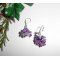 Originales pendientes de flores y violetas con cuentas de cristal