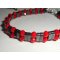 Pulsera de piedra hematites con cuentas de cristal rojo y plata 925