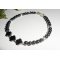 Pulsera original flores y pequeñas piedras en hematites con tubos de plata 925