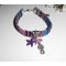 Pulsera de tela de colores con borlas de caballito de mar y estrella de mar morada