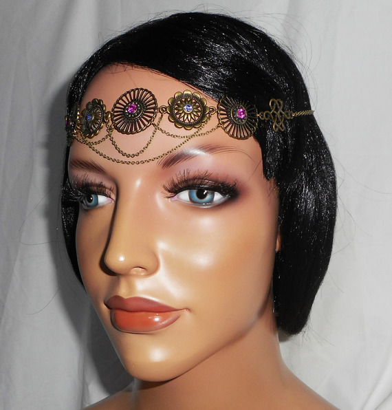 Tiara de bronce con strass de cristal de Swarovski rosa y morado