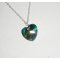 Colgante corazón de cristal Swarovski verde en cadena de plata 925