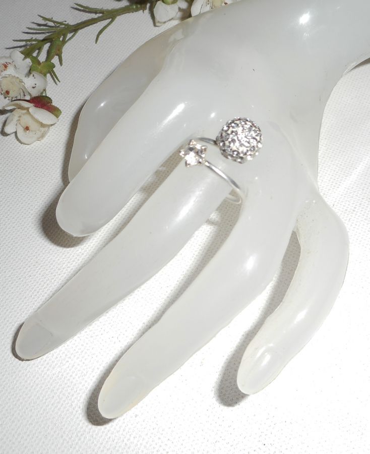 Anillo original de doble cristal Swarovski en plata de ley 925