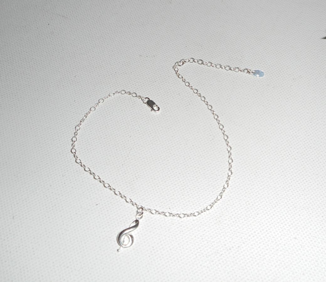 Pulsera/cadena de tobillo con nota musical en cadena de plata 925