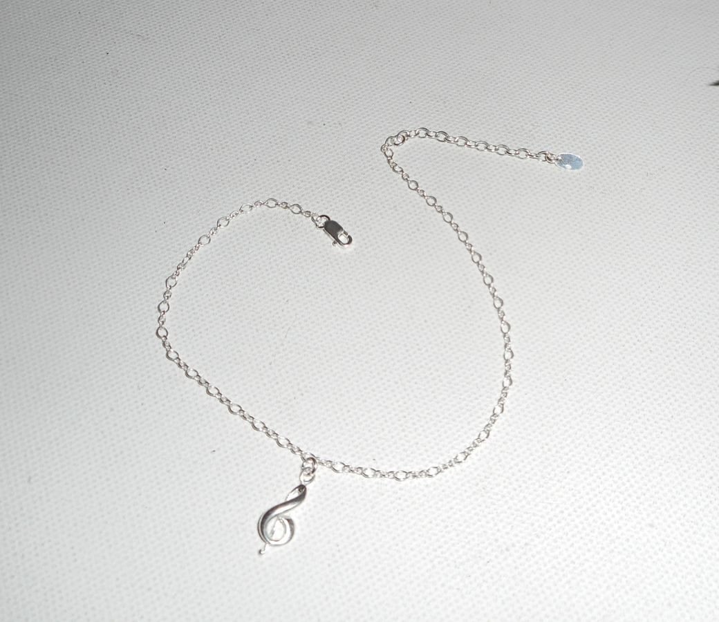 Pulsera/cadena de tobillo con nota musical en cadena de plata 925