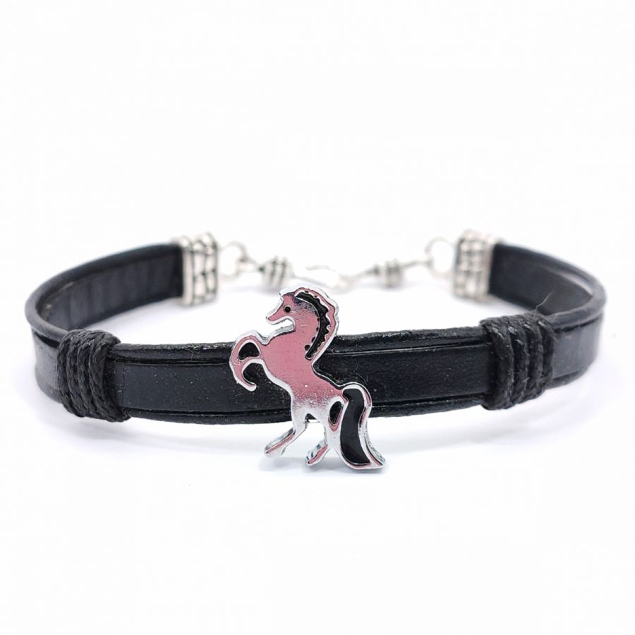 Pulsera de caballo con cordón de cuero 