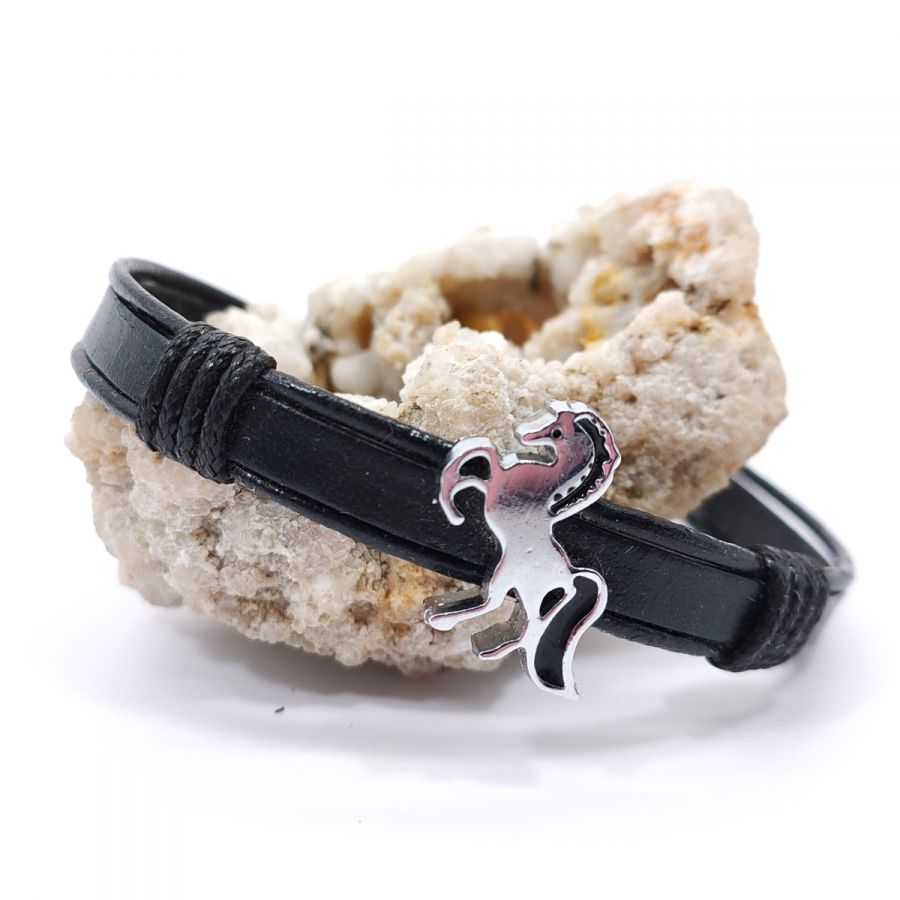 Pulsera de caballo con cordón de cuero 