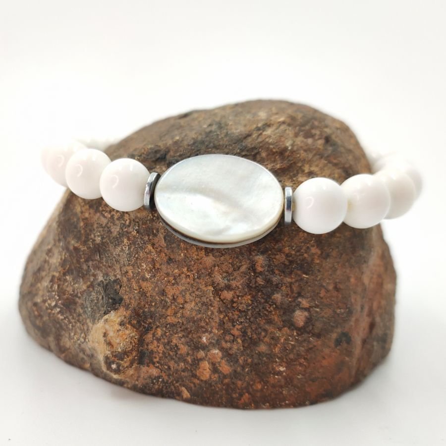 Pulsera de hombre en concha blanca y nácar