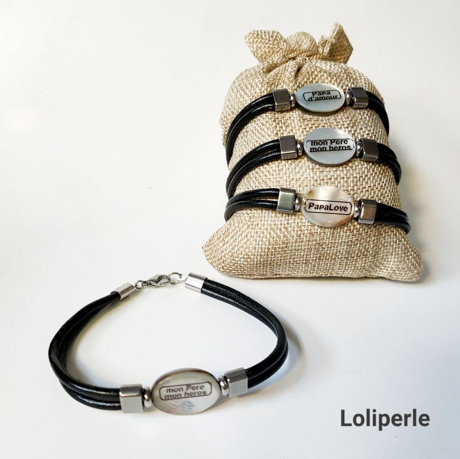 Pulsera de nácar personalizada en cuero