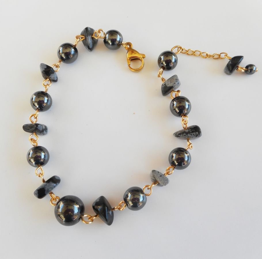 Pulsera de hematites y obsidiana