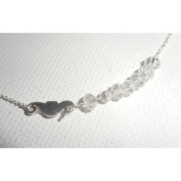 Collar gargantilla de plata 925 con caballito de mar pequeño y cuentas de cristal