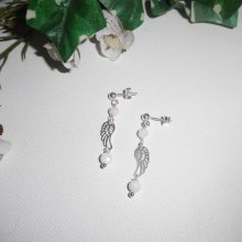 Pendientes de madreperla con ala en plata 925