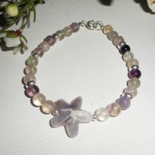 Pulsera estrella de amatista y fluorita en plata 925