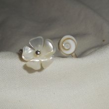 Anillo original de plata de ley 925 con flor de nácar y ojo de Santa Lucía