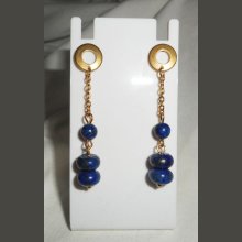 Pendientes de lapislázuli y cuentas azules de cristal de Murano sobre acero inoxidable