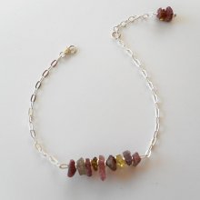 Pulsera chip con piedras de turmalina en cadena de plata 925