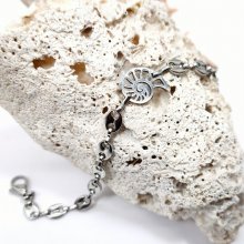 Pulsera de conchas marinas con cadena de acero en grano de café 