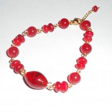 Pulsera de cristal de Murano rojo y Gorgona con jade de colores